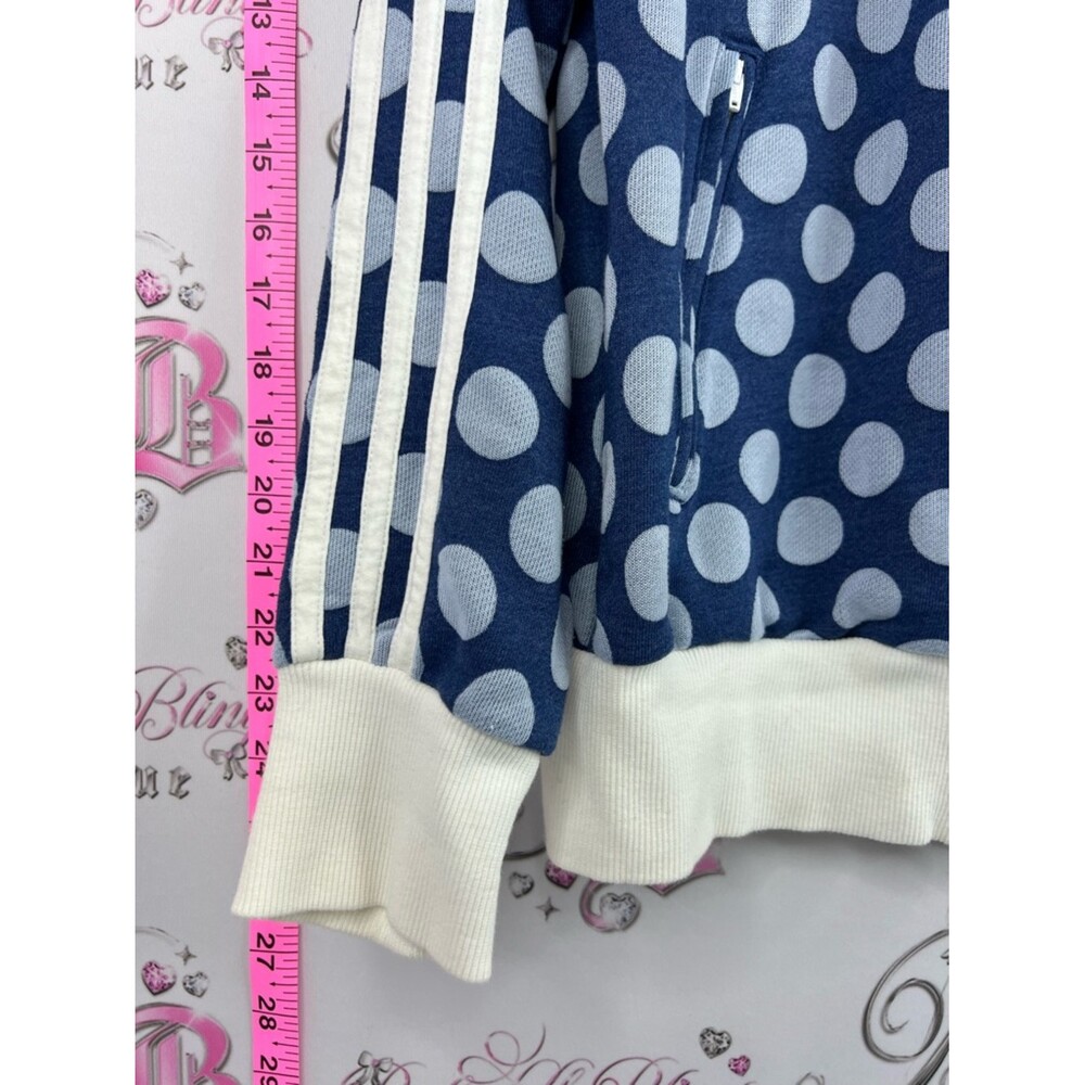 adidas sweater zip up dotted collared Navy and White Polka Dot Track Jacket - Picture 3 of 15